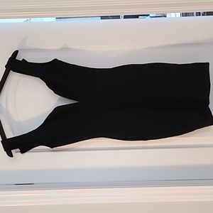 Mystic medium mini black dress super low v front